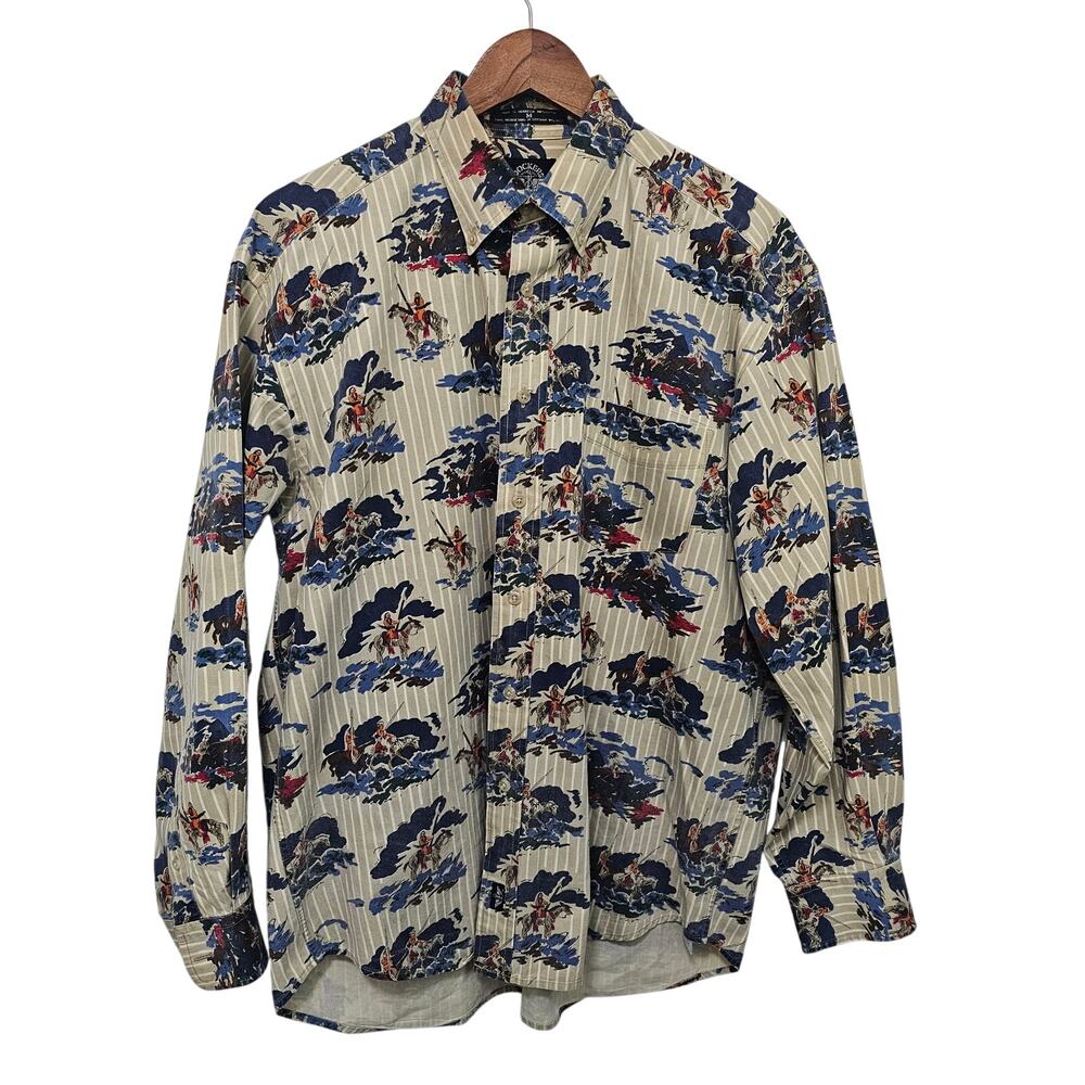 Vintage Dockers Western Button Down Shirt Mens Med Cowboy Rodeo Horse Casual
